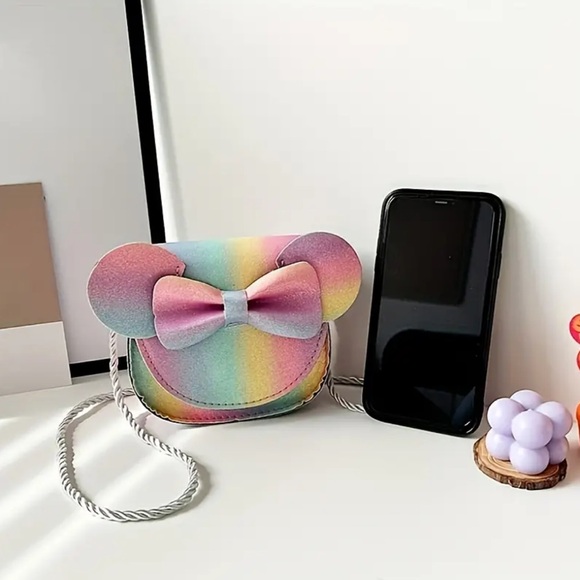 ‼️$7‼️ Cute Sparkling Rainbow “Minnie Mouse” Crossbody Bag for Girls 🌈 - Picture 2 of 13